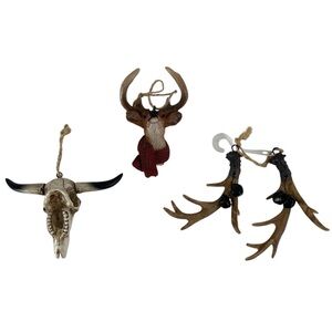 Bundle Of Three Antlers Deer Christmas Ornaments